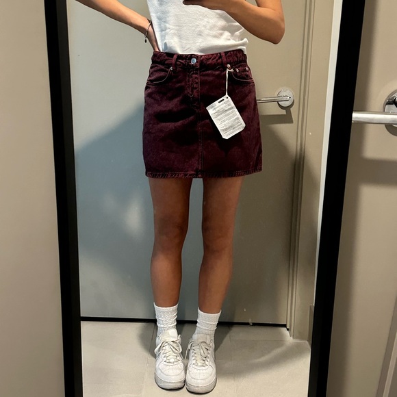 NWT Ganni Acid Wash Denim Skirt Purple / Burgundy 36 - Picture 7 of 7